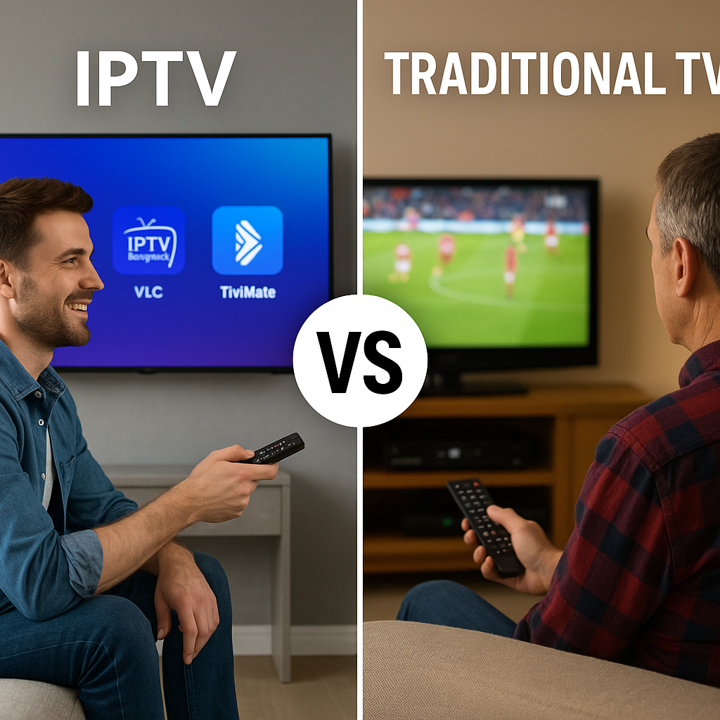 iptv vs traditional tv header graphic UK 2025